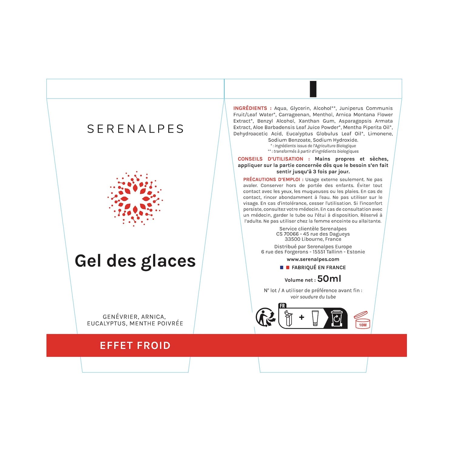 Etiquettes Gel des glaces tube