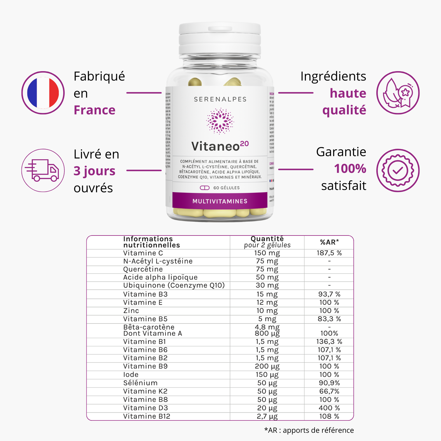 grille nutritionnelle Vitaneo20 Serenalpes