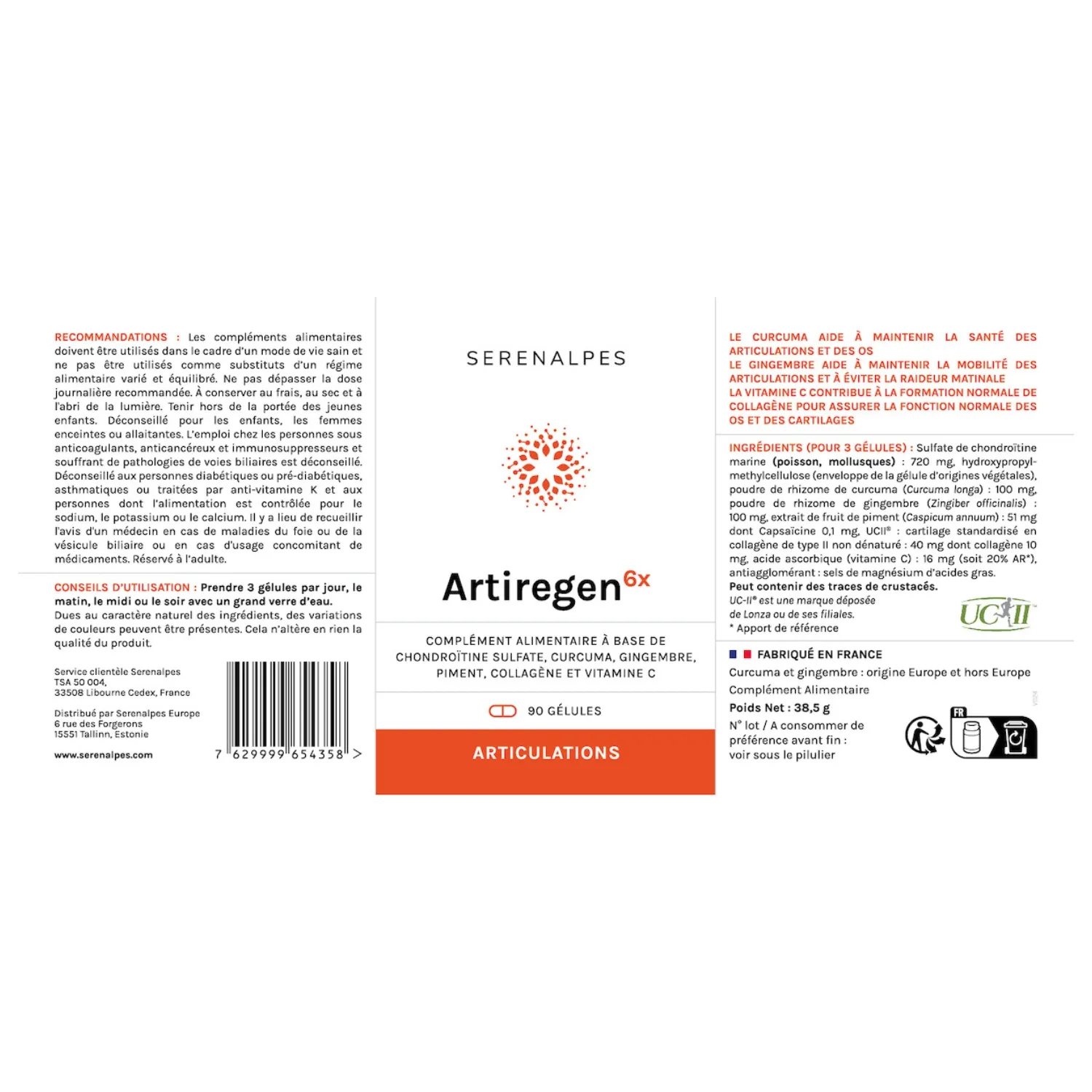 Etiquette artiregen 6x Serenalpes