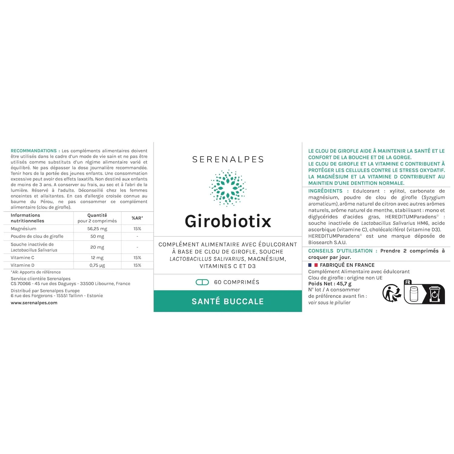 Etiquette girobiotix Serenalpes