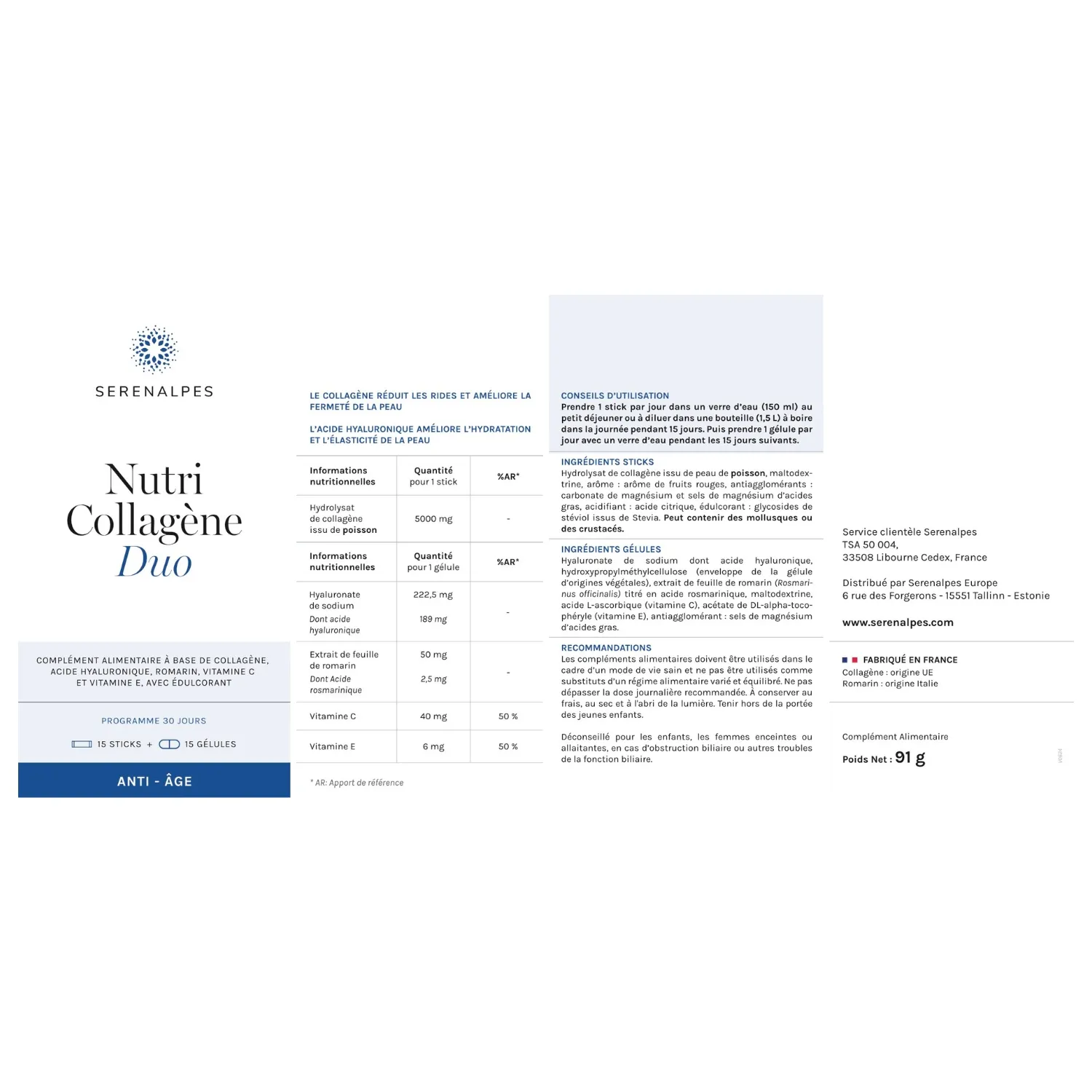 Etiquette nutricollagene duo Serenalpes Etiquette nutricollagene duo Serenalpes